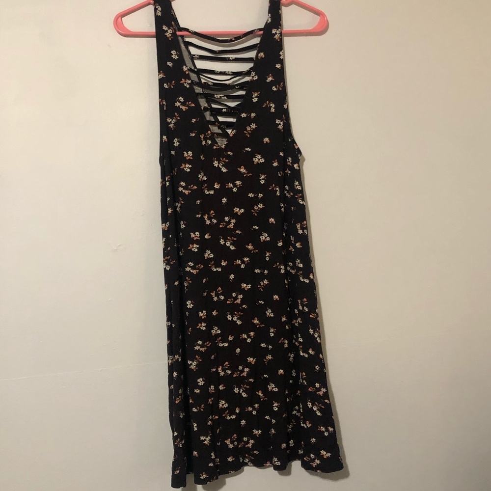 flowy low neck and back flower dress